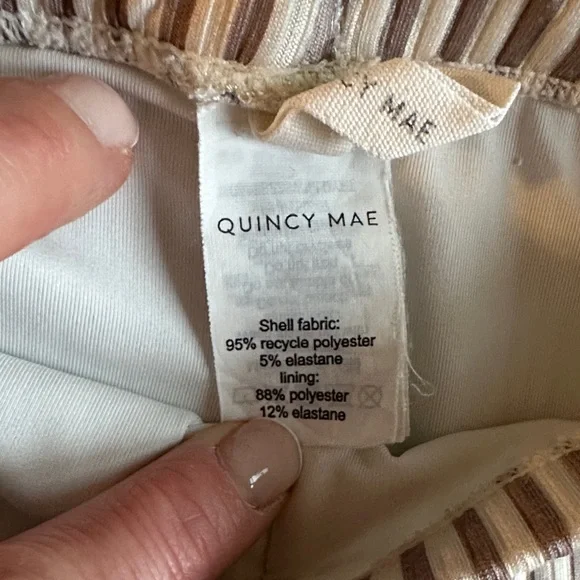 Quincy Mae Striped Kids Swim Set - Cream and Brown - Picture 4 of 5